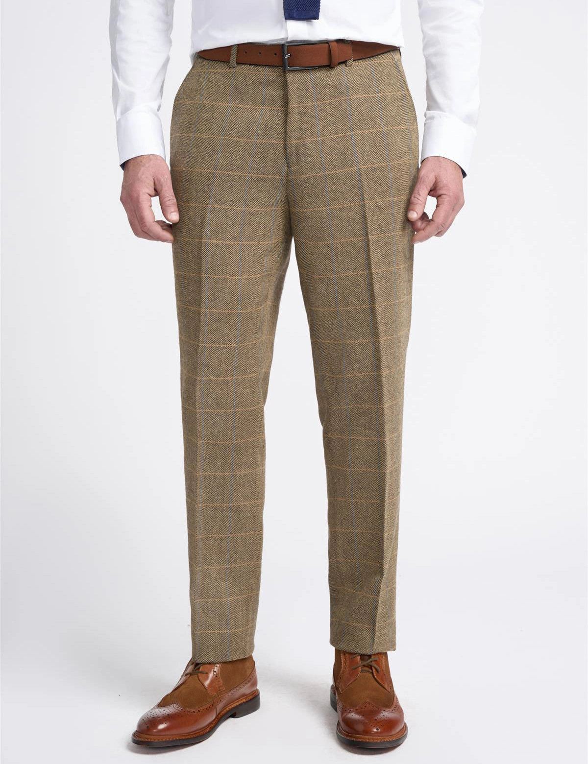 ALBERT Brązowe Spodnie w Kratę Tweed: Elegancja i Styl Dla Każdego Mężczyzny.