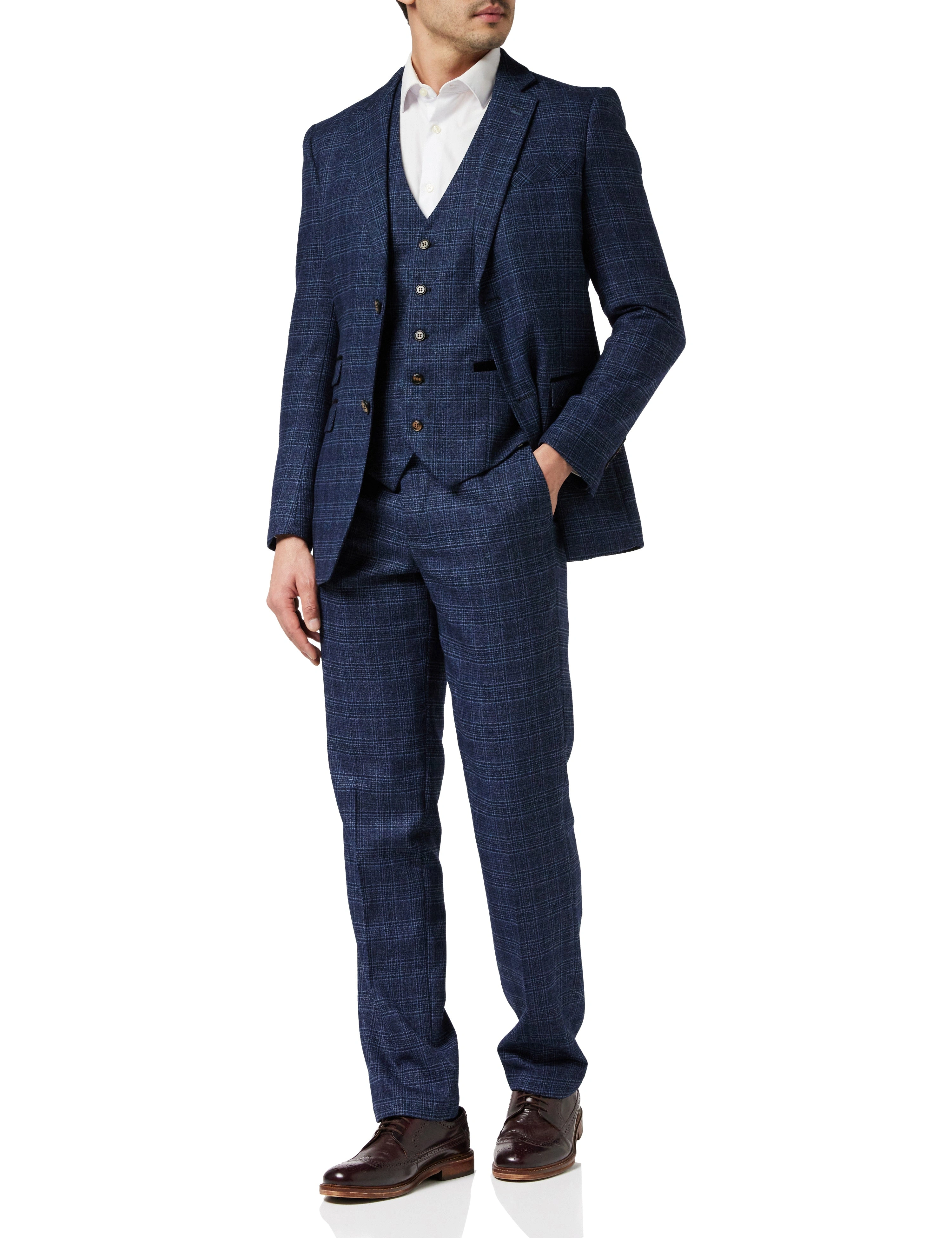 Marynarka i kamizelka ABEL Navy Tweed Check: Elegancja z charakterem! Idealne na każdą okazję. Styl i klasa w jednym.